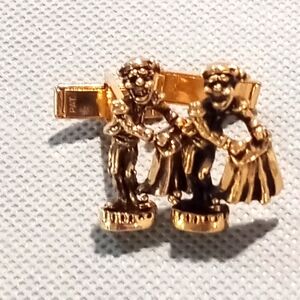 Matador Rodeo Clown Bull Fighter Cuff Link Set Mens Jewelry Gold Tone Muletas